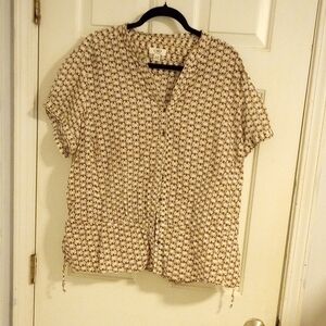 Cato Cream and Brown Patterned Blouse